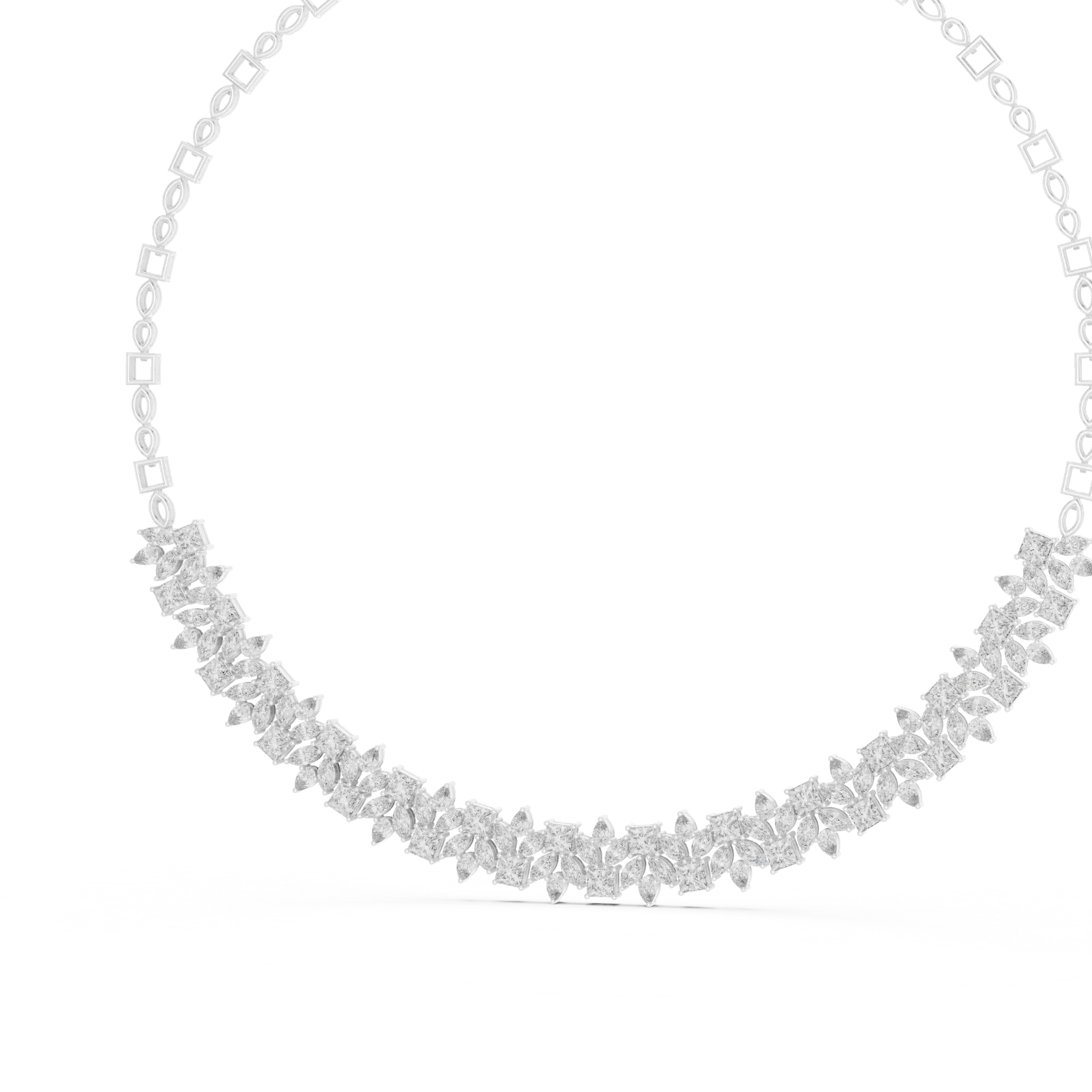 Princess Marquise Cluster Station Necklace