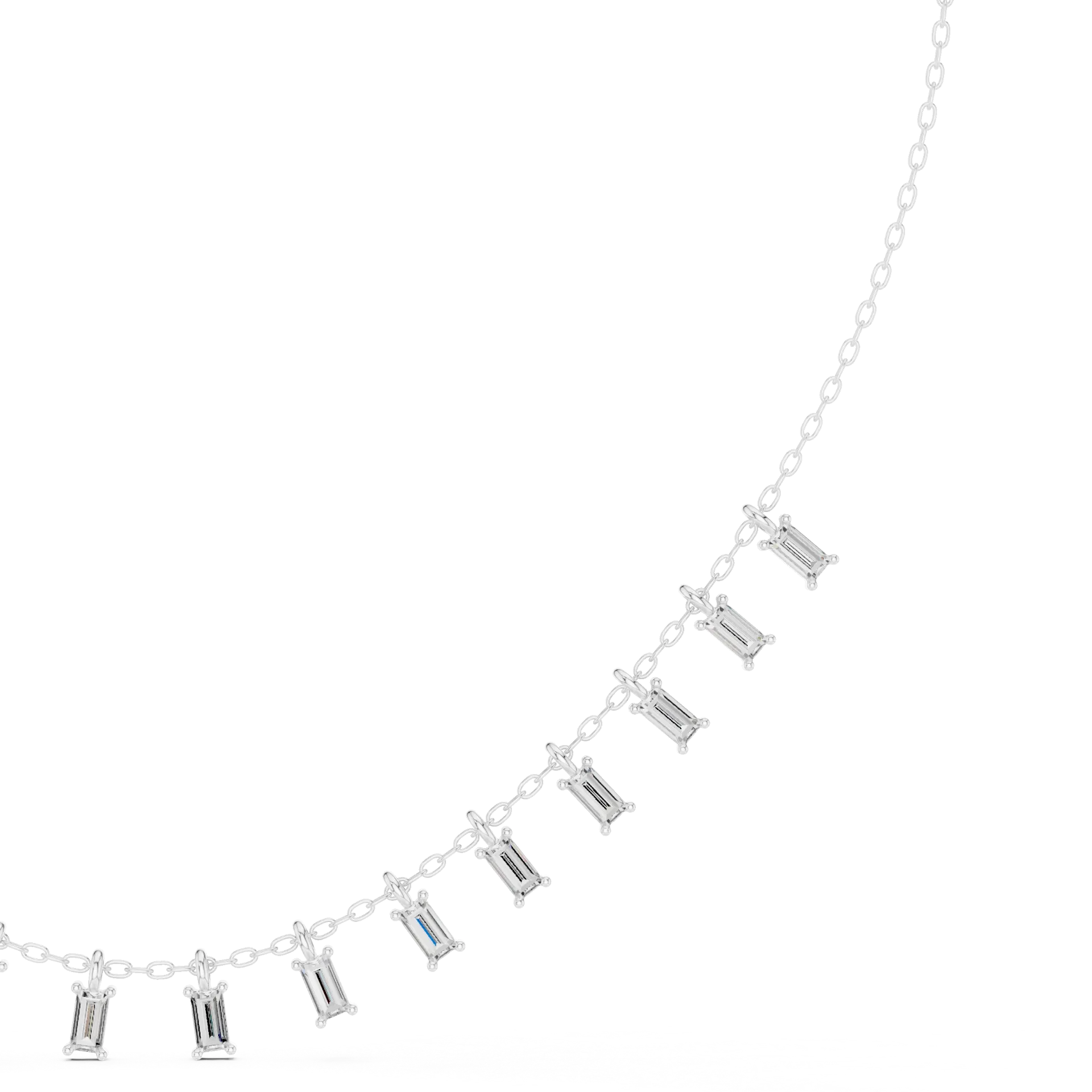 Baguette Diamond Fringe Station Necklace