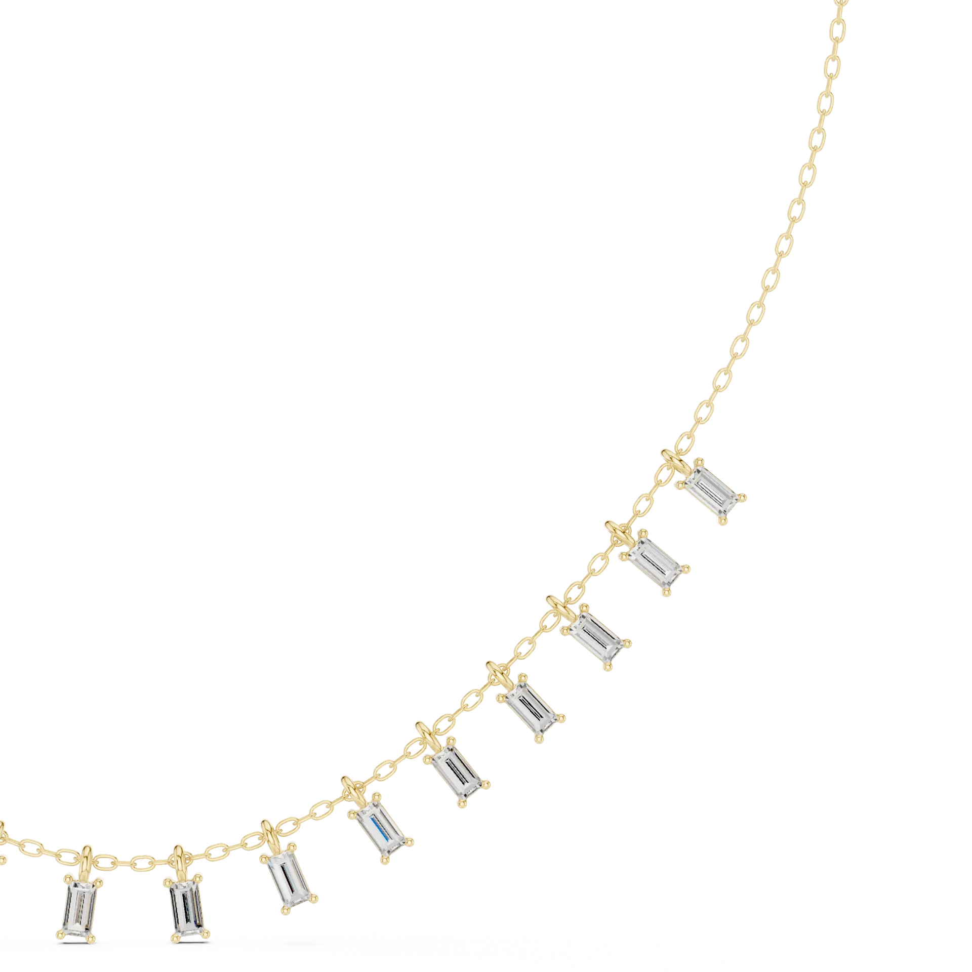 Baguette Diamond Fringe Station Necklace