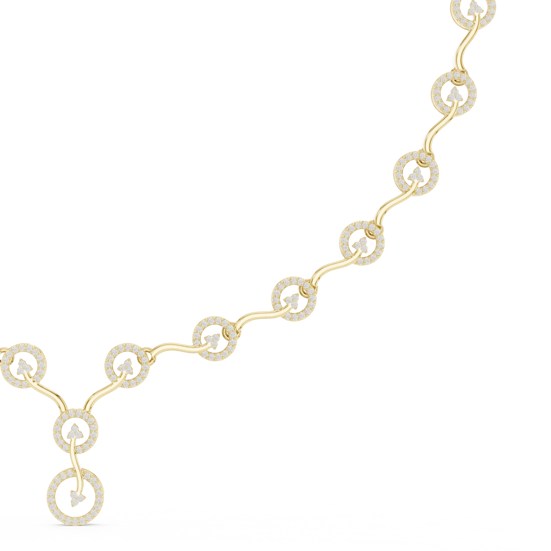 Swirl Pavé Diamond Station Necklace