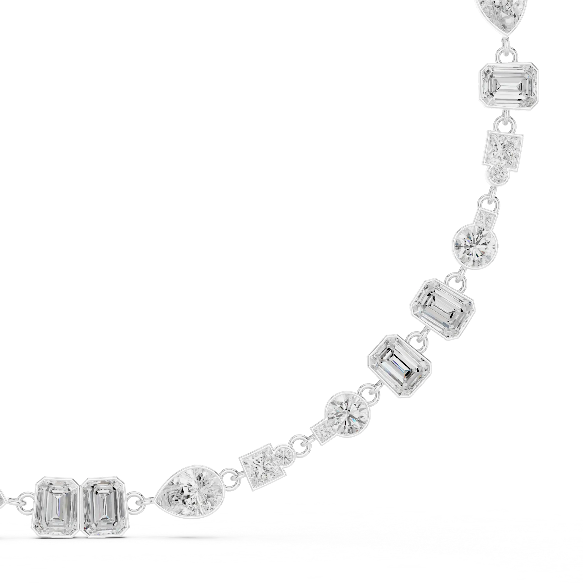 Multi-Shape Bezel Link Station Necklace