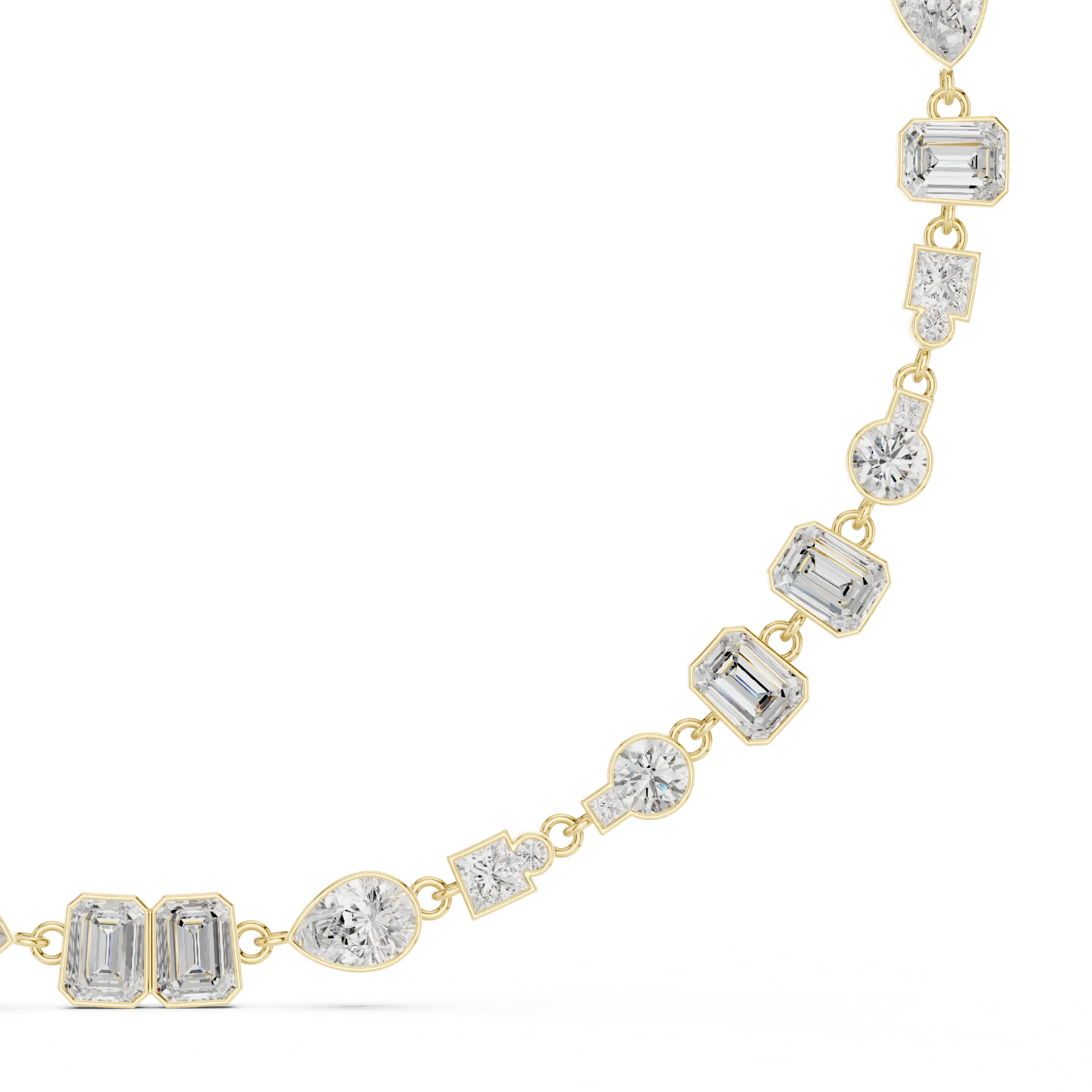 Multi-Shape Bezel Link Station Necklace