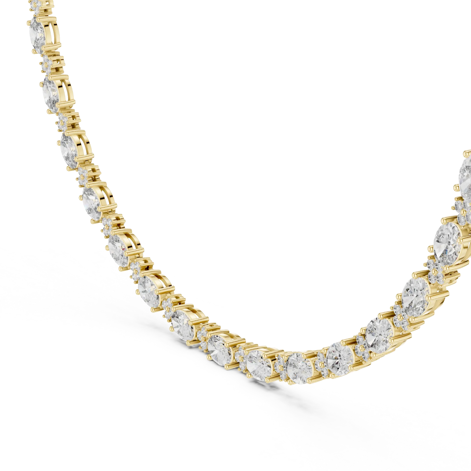 Oval Floral Cluster Station Necklace