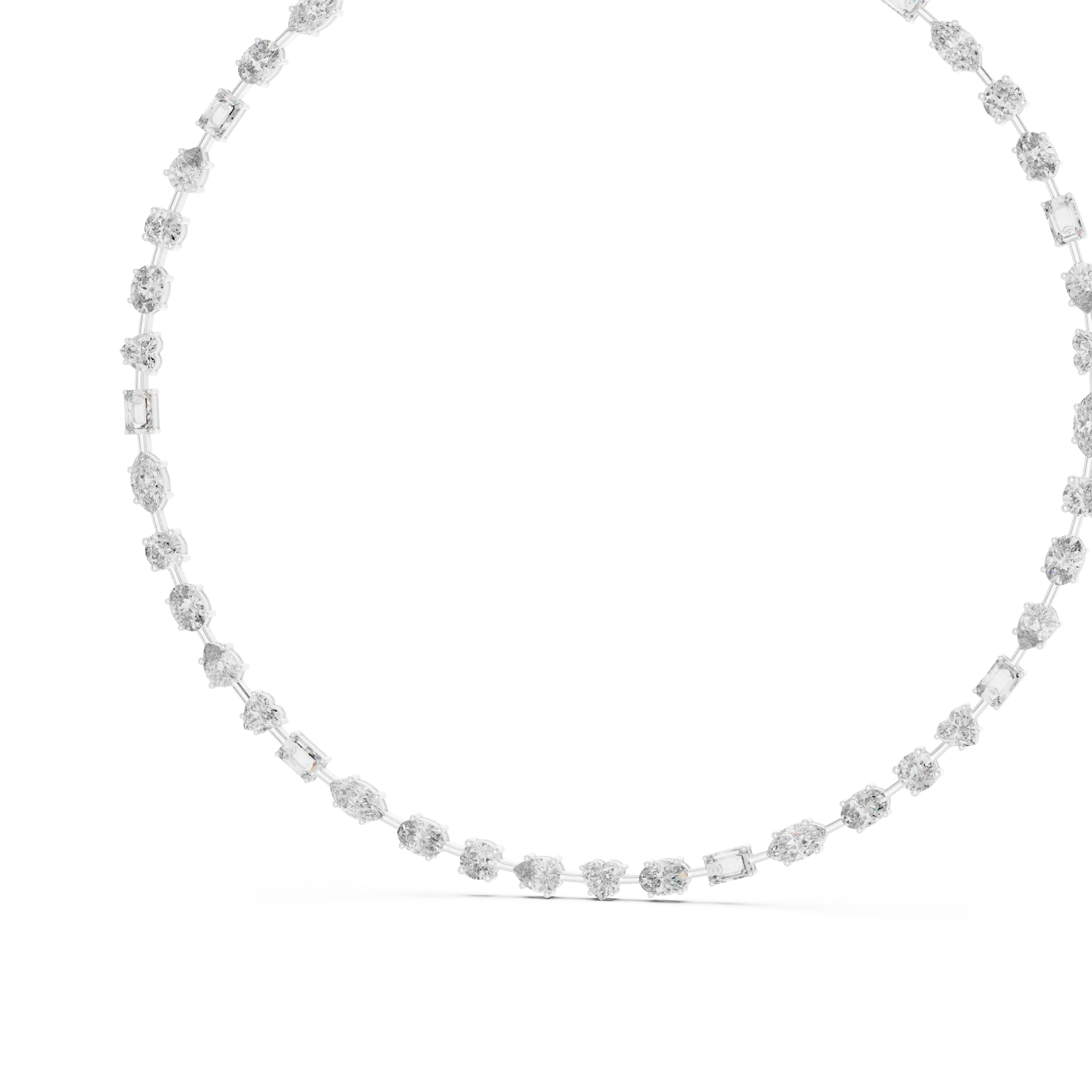 Multi-Shape Diamond Collet Tennis Necklace