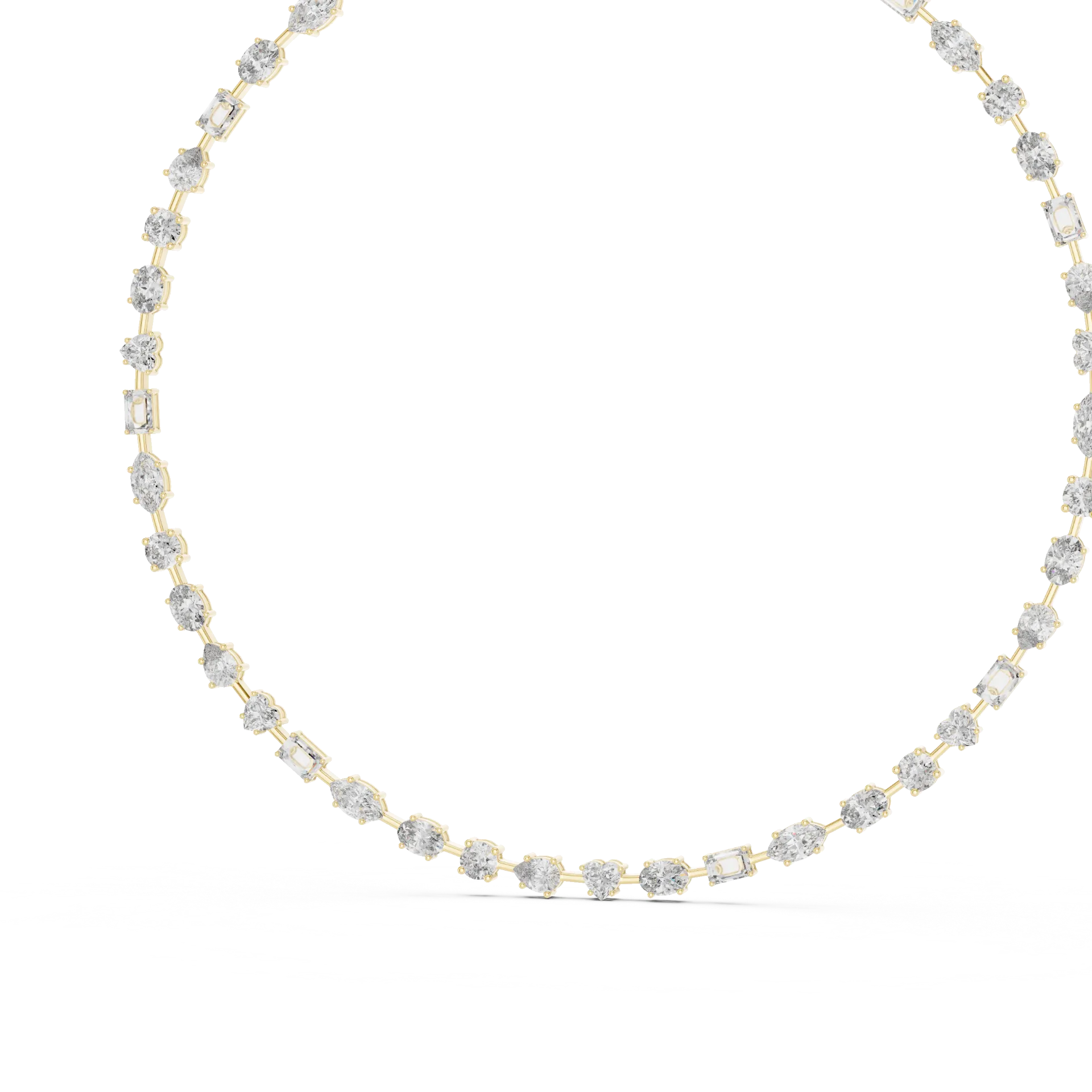 Multi-Shape Diamond Collet Tennis Necklace