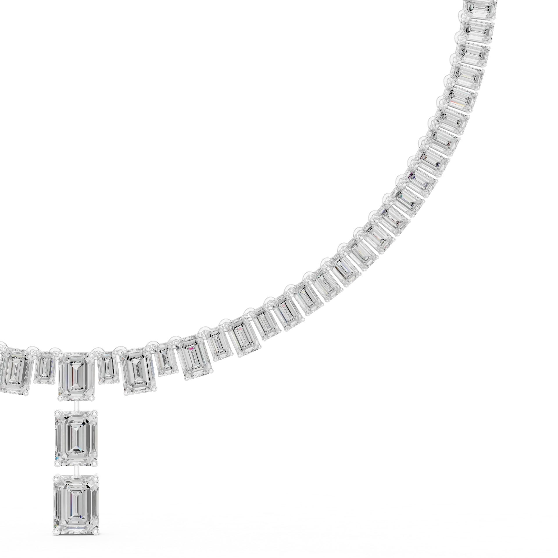 Graduated Emerald Diamond Tennis Necklace