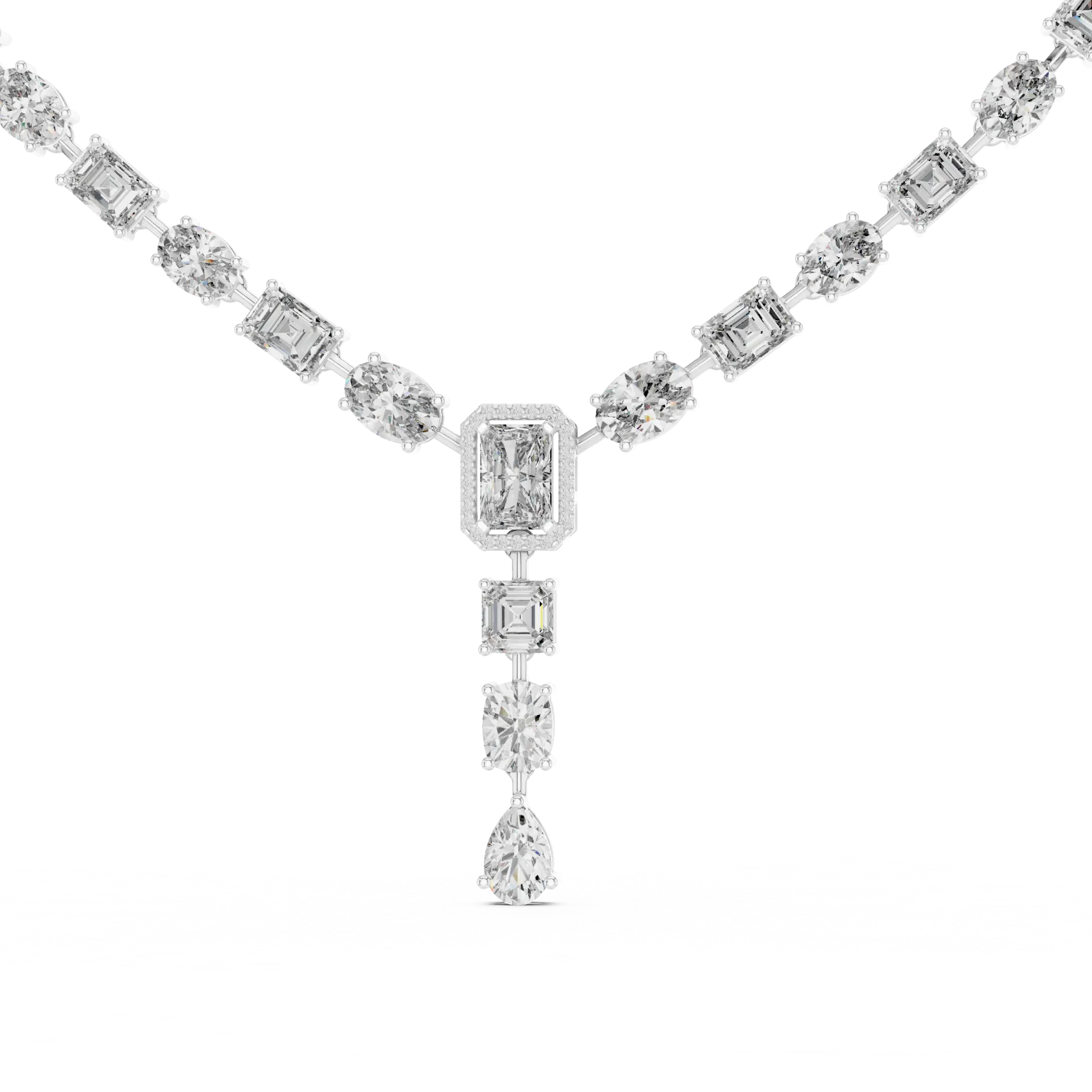 Multi-Shape Diamond Y-Drop Tennis Necklace