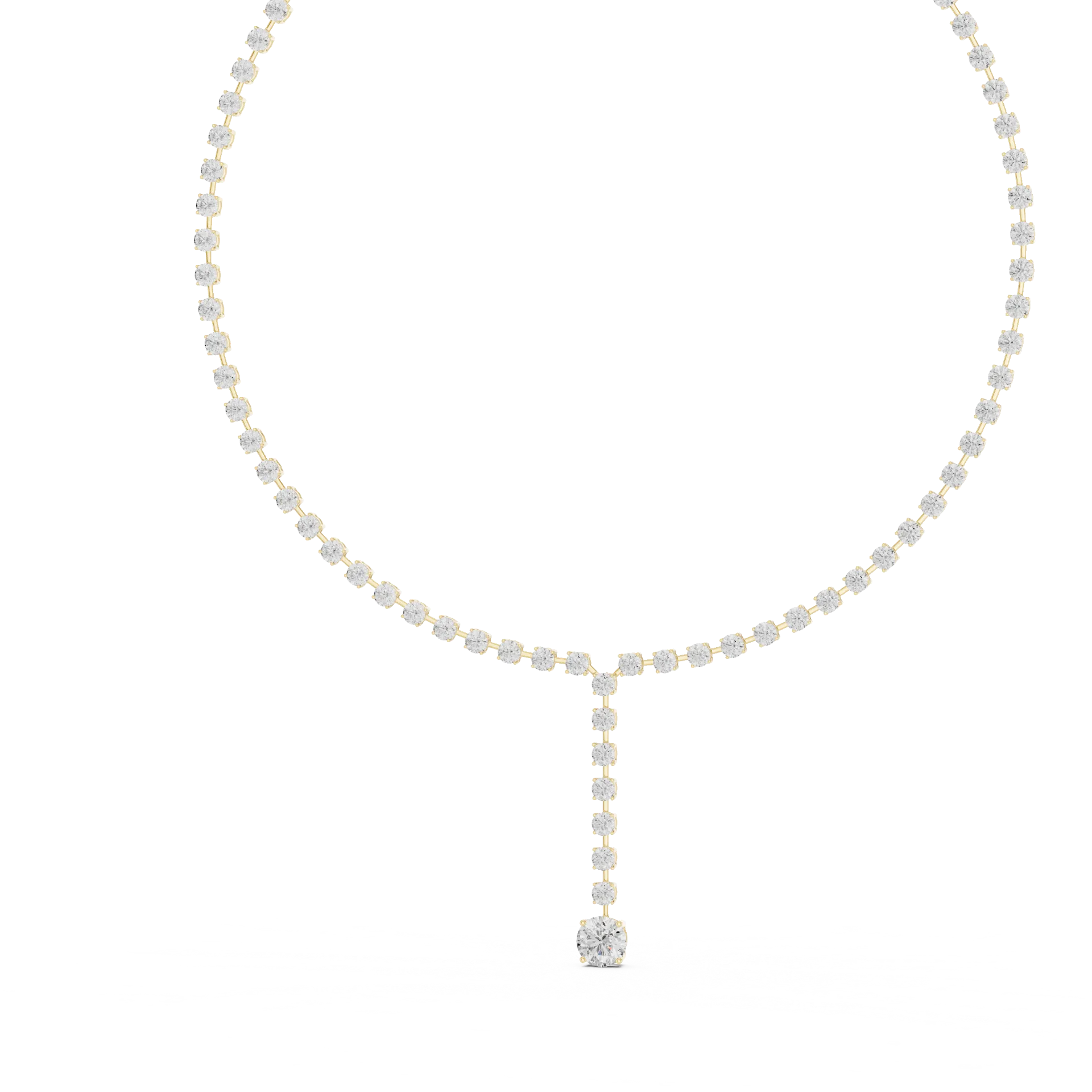 Round Diamond Tennis Drop Necklace