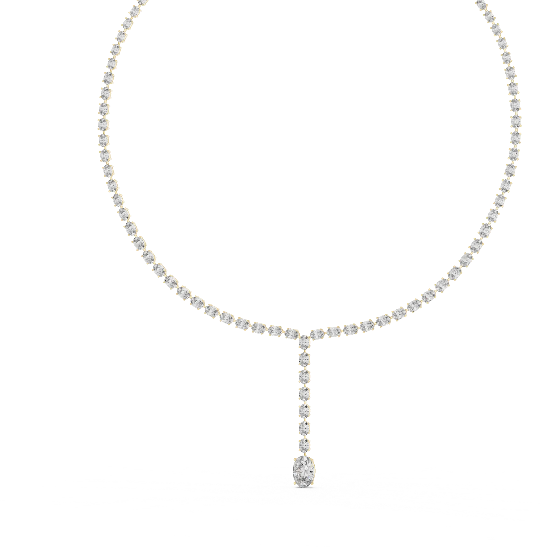Oval Graduated Diamond Drop Necklace