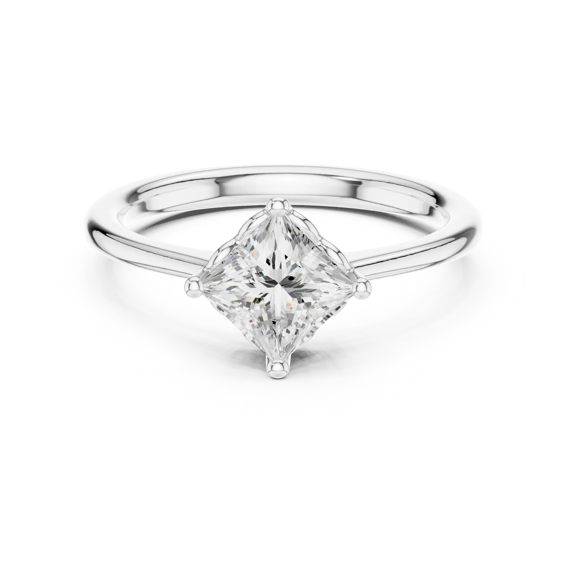 Lustrous Princess Solitaire Ring