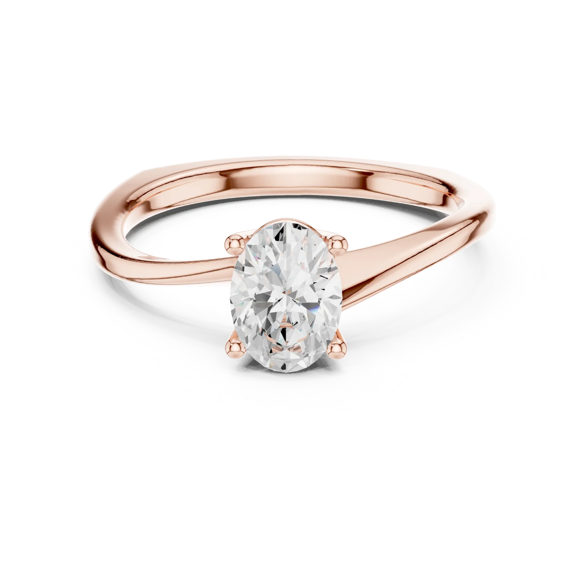 Radiant Oval Diamond Solitaire Ring