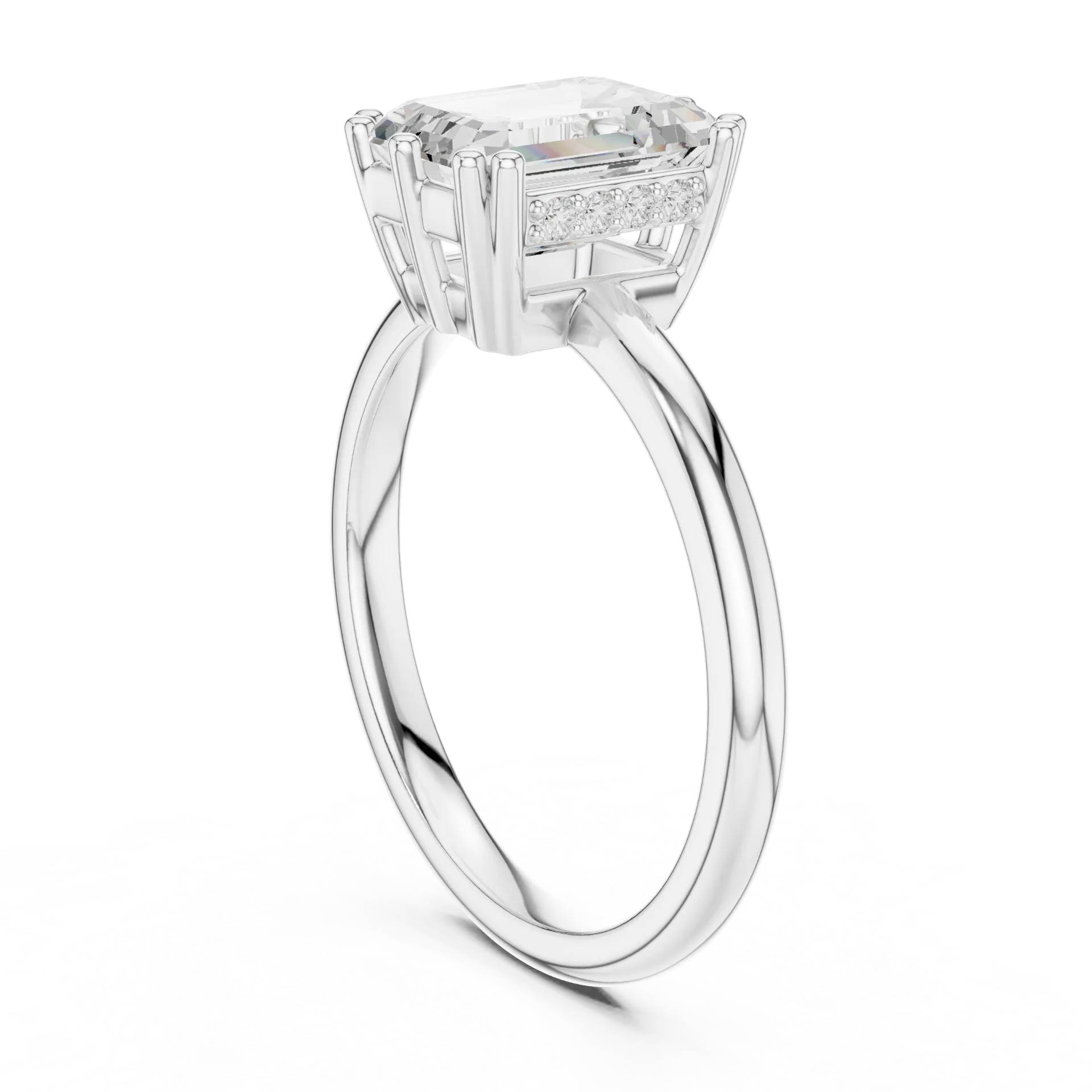 Majestic Emerald Diamond Solitaire Ring