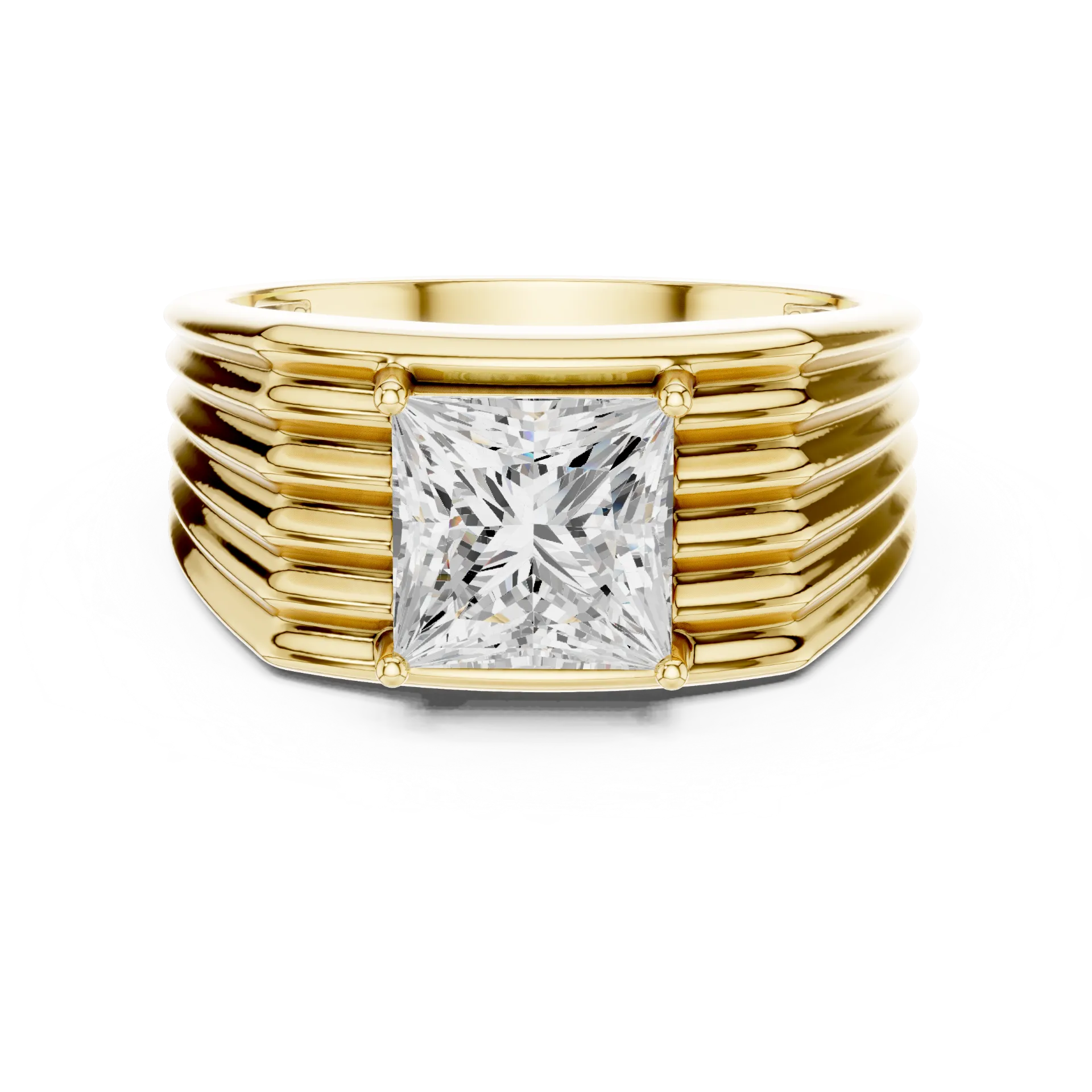 Tiered Princess Solitaire Men's Ring